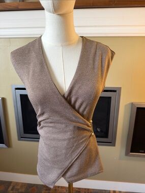 NWOT ZARA beige top with gold side detail.